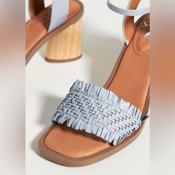 NEW Anthropologie Sarto‎ by Franco Sarto Fringe Heeled Sandals Light Blue 8 - Picture 4 of 10